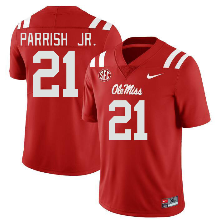 Men #21 Henry Parrish Jr. Ole Miss Rebels College Football Jerseys Stitched-Red